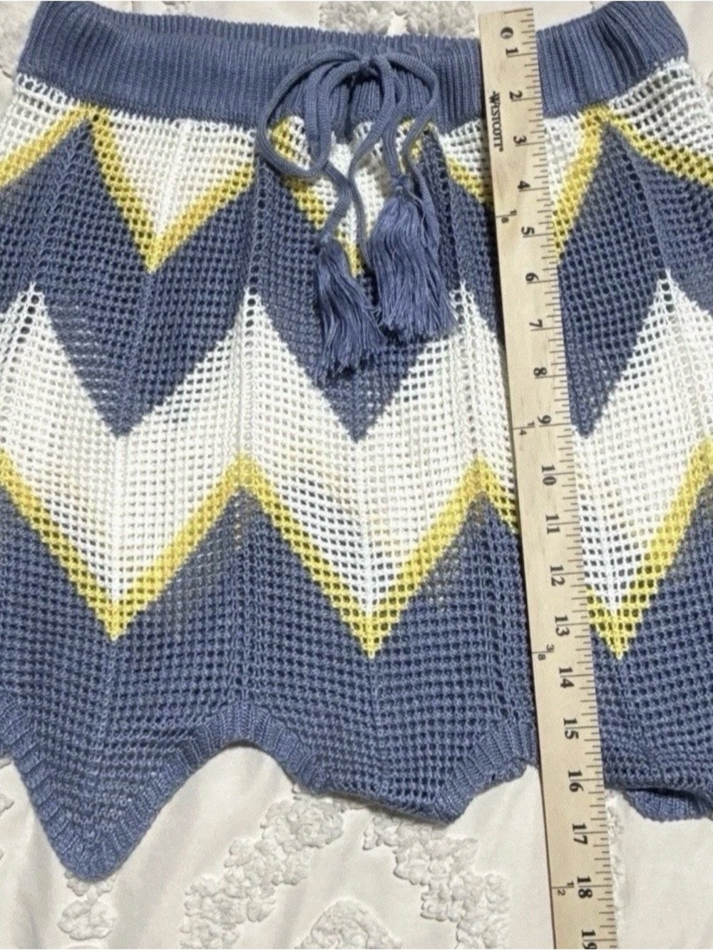 XL Hippie Chevron Knit Crop Top & Skirt Set - Blue/Cream - Picture 10 of 10